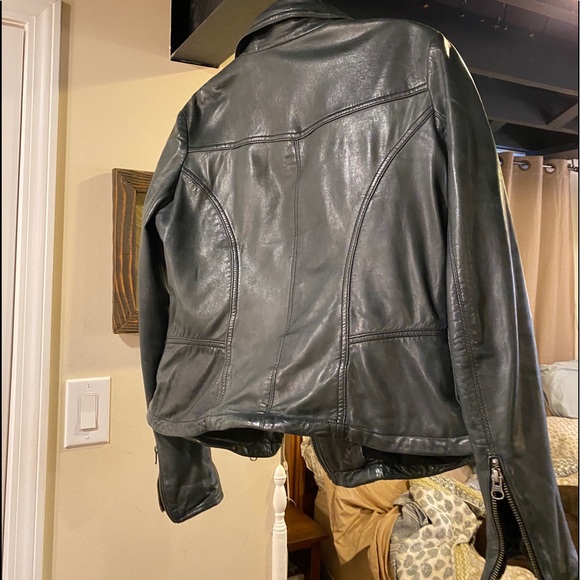 Free People black leather jacket - Picture 2 of 8
